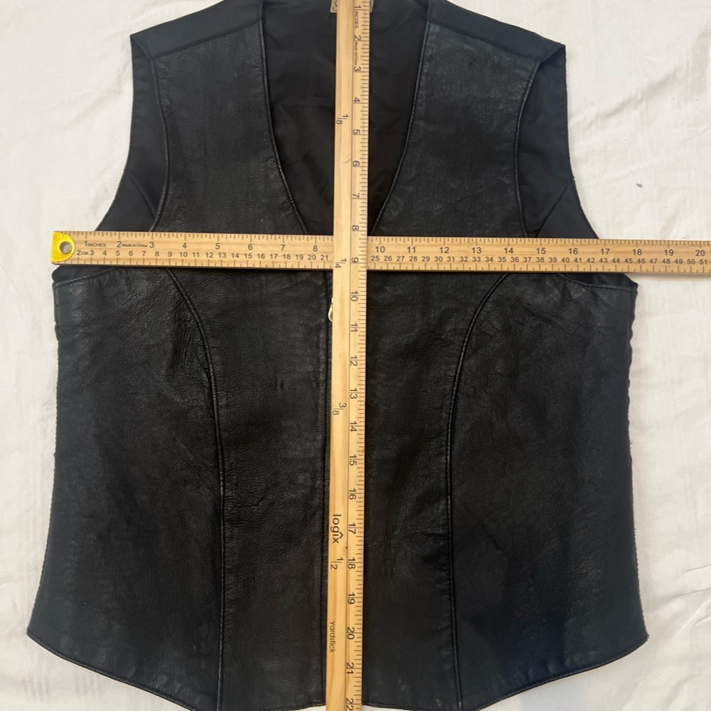Black Faux Leather Zip-Front Vest Moto Biker Punk Evening - Picture 6 of 11